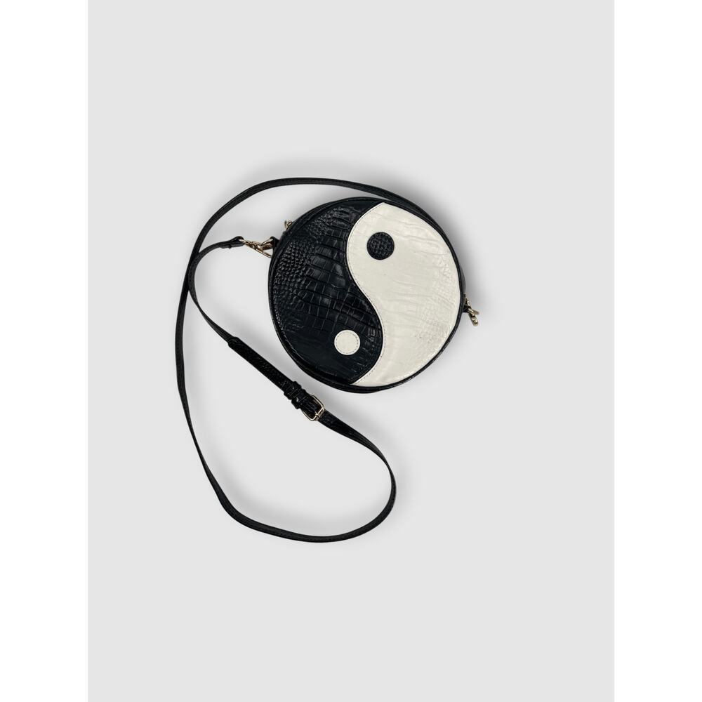 Betsey Johnson Double-Sided Peace Sign & Yin Yang Round Crossbody Bag